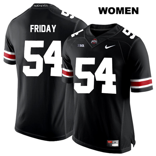 Ohio State Buckeyes Women's Tyler Friday #54 White Number Black Authentic Nike College NCAA Stitched Football Jersey VZ19T00ES